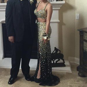 Jasz Couture Gold Prom Dress Embellished Beaded Size 00